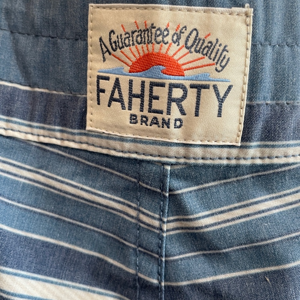 Faherty Board Shorts Swim Surf Tribal Blue Size 32 - Picture 3 of 8